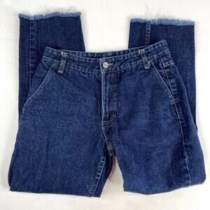 Arden B Dark Wash Raw Hem Straight Leg Jeans 4